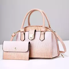 Ombro crocodilo com carteira feminina, bolsa brilhante de couro PU, bolsa de alta qualidade, 2 pçs/set, estilo outono e inverno, 2024 na internet