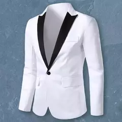 Blazer de manga comprida masculino, jaqueta formal, botão único, cor de contraste, casacos masculinos - loja online