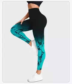 Leggings de ioga sem costura para mulheres, calças de ginástica, push up, esportes, corrida, gradiente, cintura alta, treino - Wolf Magazine