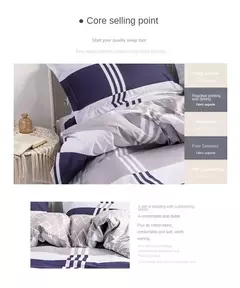 Listrado impressão algodão Duvet Cover Set, Soft Skin Friendly cama fronha, 1PC, 2PC, 3 PCs, 100% algodão - comprar online