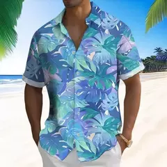 Camisa de praia masculina com impressão 3D, manga curta, extragrande, botão, solta, casual, havaiana, rua, diário, moda verão - loja online