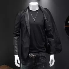 Outono 2022 Jaqueta De Couro Falso Motocicleta Turn Down Casacos Preto Jaqueta De Couro Masculina Outwear PU Coats 5XL - comprar online