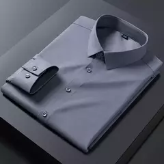 Imagem do Homens de Manga Longa Stretch Camisas, Anti-Rugas Camisas, Slim Fit, Blusa de Negócios Sociais, Branco, Novo, S-8XL