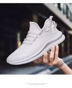 Tênis casual leve masculino, tênis esportivo de malha respirável, tênis atlético resistente a odores, slip-on com cadarços na internet