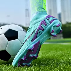 Sapatos de futebol masculino de sola FG, sapatos de gramado ao ar livre, grampos longos especiais, botas esportivas de equipe superior alta, resistência ao desgaste, tamanho 36-45