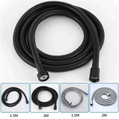 Mangueira de chuveiro flexível sus 304, 1.5/2m, preto/prata, longo, extensão de tubo de chuveiro de banheiro, tubo de água, acessórios de banheiro - loja online