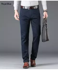 Calça justa reta masculina, calça casual de negócios, terno elástico, marca chique, primavera, outono, moda masculina, 6 cores, 2023 - loja online