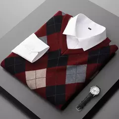 Imagem do Suéter de malha sem mangas masculino, colete jacquard casual para negócios, plus size 6XL 7XL 8XL, primavera e outono 2022