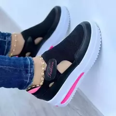 Imagem do Sapatos casuais vermelhos, marca de moda respirável feminina, plataforma de sandálias femininas de verão, sapatos vulcanizados, novos sapatos esportivos femininos