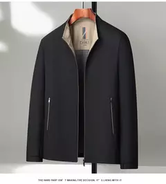 Imagem do Elegante jaqueta casual de negócios para homens, roupas ao ar livre à prova de vento, jaqueta solta, uso diário, outono e inverno