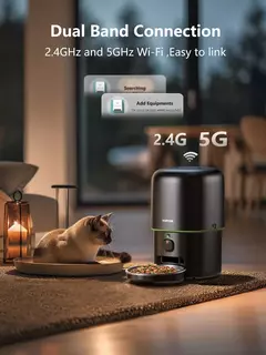 Imagem do Alimentador automático para gatos, câmera inteligente para animais de estimação, dispensador de comida para gatos, 2.4g/5gwifi, controle por aplicativo tuya, alimentador automático para acessórios de cães e gatos