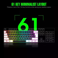 RGB Backlight Wired Mini Teclado Gaming, Ultra Compacto, Impermeável, Pequeno Compacto, 61 Teclas, Fit para PC, Mac Gamers, 60% - Wolf Magazine