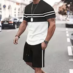 Conjunto de camiseta e shorts casuais masculinos, tops de praia estampados em 3D, moda streetwear, roupas esportivas, estilo havaiano, novo, 2 peças