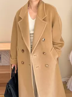 Casaco de Cashmere Camel Classic, casaco de lã de comprimento médio, novo, 101801, outono e inverno - loja online