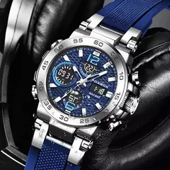 LIGE-Relógio de pulso impermeável LCD Dual Display masculino, relógios esportivos, despertador, militar, quartzo, novo, 50m - Wolf Magazine
