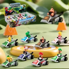 8 pçs/set Super Mario Série Modelo de Carro de Brinquedo Deslizante Carros de Corrida Personagem de Jogo de Desenho Animado Anime Figura KARTING Coletando Brinquedos Presentes