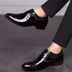 Imagem do Sapatos de sotaque masculino de couro PU, sapatos casuais, vestido formal, preto, masculino, casamento, festa, oxfords de escritório