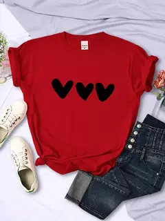 Preto Coração Impressão Camisetas Femininas, Rua Manga Curta, All-Math Soft Tee, Roupas Casuais, Respirável Mulheres Tops, Personalidade - loja online
