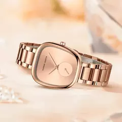 Relógio de pulso de quartzo oval estilo minimalista feminino, barril de vinho, ouro rosa, preto, cronômetro, elegante, 34mm, novo, 2023 na internet