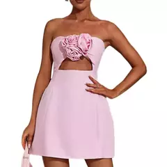 Aoaiiys-Mini Vestido Floral Sem Encosto Feminino, Vestidos Sólidos, Sem Alças, Elegante, Sexy, Sem Mangas, Moda, Verão, Novo - Wolf Magazine