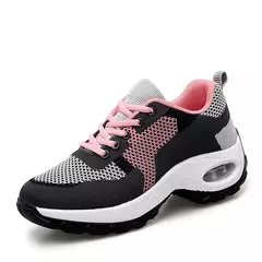 Mulher vulcanize tênis mulher moda altura-aumentando sapatos casuais respirável malha de fundo grosso plataforma feminina tenis sapatos - loja online