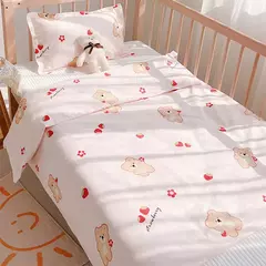 Conjuntos de cama de algodão para bebê recém-nascido, Capa de edredão impressa e cobertor para crianças, lençol, fronha para crianças infantis, 3pcs