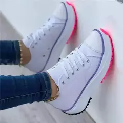 Sapatilhas femininas com renda casual, calçados esportivos de plataforma, tênis feminino, plus size 43, nova moda, verão, 2022 na internet