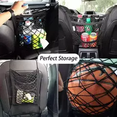 Imagem do Cão de estimação assento traseiro cerca do carro cão isolamento proteção net armazenamento elástico separação net segurança ferroviário pet fornecimento acessórios automóveis