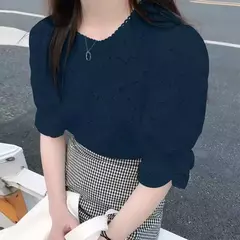 Imagem do ZANZEA-blusa de renda oca para mulheres, tops de manga curta folhada, túnica chique, tecido texturizado, moda coreana, verão, 2024