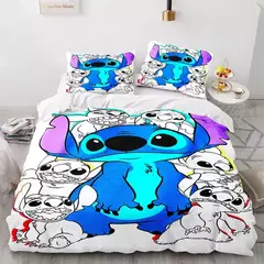 Disney Stitch Cartoon 3D Impresso Lençóis, Conjunto de Têxtil Doméstico Infantil, Capa para Colcha, Fronha, 3 pcs na internet