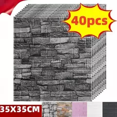 Imagem do 3D Simples Tijolo Padrão Adesivos de Parede, Espessado, À Prova de Som, Impermeável, À Prova de Umidade, DIY, 15Pcs, 20Pcs, 40Pcs