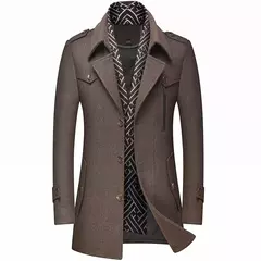 Inverno casacos de lã masculina nova moda meio longo cachecol gola de algodão acolchoado grosso quente casaco de lã masculino trench coat M-5Xl - comprar online