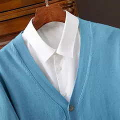 BROWON-Cardigã monocromático com decote em v masculino, suéter casual, cardigã comercial, clássico, moda coreana, roupas masculinas - comprar online