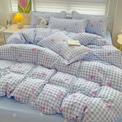 Conjunto de cama para meninas, capa de edredão, folha plana, fronha, sem enchimento, roupa de cama, macia, gêmea, completa, queen size, 3, 4pcs na internet