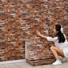 1 pçs 77cm * 70cm 3d adesivo de parede imitação tijolo quarto decoração da - loja online