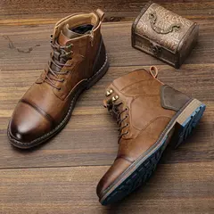 Botas de couro confortáveis masculinas, marca de moda, tamanho 7-13, AL606, 202