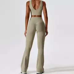 Imagem do Terno esportivo de manga comprida para mulheres, conjunto de ioga fitness, roupas de ginástica, roupas esportivas femininas, camisa de corrida, 2 peças