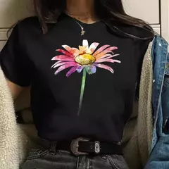 Maycaur-t-shirt de manga curta com estampa em margarida para mulheres, harajuku, anos 90, streetwear, engraçado, bonito, verão