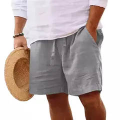 Novo algodão dos homens cor sólida curto leve calças de ginásio linho praia shorts masculino jogging esporte grande curto homme na internet
