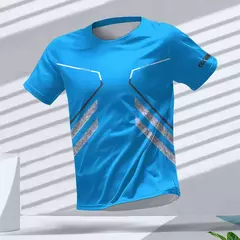 New Hot-Selling Outdoor Running Sports Respirável Quick-Secagem Roupas de Fitness Casual Wear Impressão 3D Em Torno Do Pescoço Adulto T-Shirt na internet