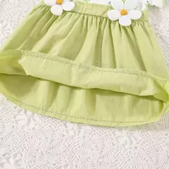 Vestido de alça de flor para bebê, Decoração de flores, colarinho dobrável, doce vestido de princesa, verão, novo - Wolf Magazine
