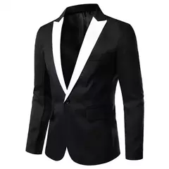 Blazer de manga comprida masculino, jaqueta formal, botão único, cor de contraste, casacos masculinos - comprar online