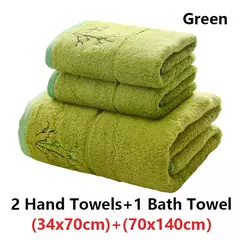 Imagem do Conjunto de toalhas de fibra de bambu bordadas para adultos, alta qualidade, cor sólida, super absorvente, toalhas de banho para casa e toalhas de mão