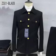Conjunto de terno de túnica masculino single breasted stand colarinho, blazers, jaqueta, calças, boutique, moda casual, casaco, calças, 2 peças, 2023 - Wolf Magazine