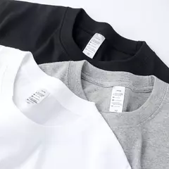 2 pçs cor sólida camiseta 100% algodão masculino feminino branco o-pescoço solto de manga curta modelos básicos all-match t-shirts casal topos preto