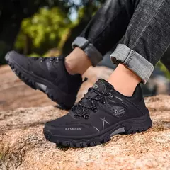 Imagem do Ténis de couro respirável masculino, sapatos casuais, sapatos de caminhada confortáveis, antiderrapantes, exterior, caminhada, moda, novo