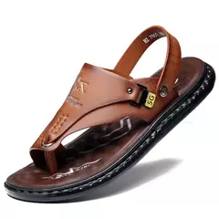 Sandálias antiderrapantes casuais masculinas, sapatos pretos de escritório, sandálias de verão ao ar livre