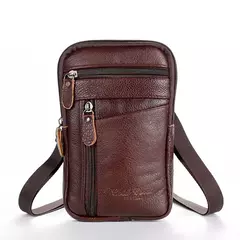 Bolsa de cintura de couro masculina, cinto para celular para pequenas empresas, esporte ao ar livre, um ombro, andar, vestindo - loja online