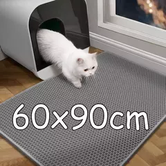 Tapete de areia para gatos, 60cm x 90cm, à prova d'água, camada dupla, caixa de areia para animais de estimação, tapete antiderrapante, areia, lavável, limpo para animais de estimação