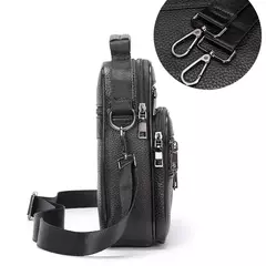 Bolsa de ombro de couro genuíno para homens Bolsa preta de couro, saco do mensageiro do escritório do negócio, saco crossbody masculino - comprar online